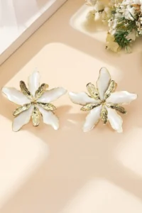 Glaren Big Flower Color Gold Color Women Earrings