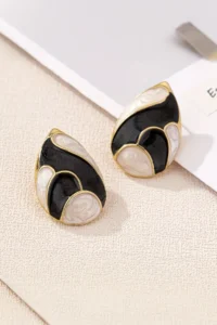 Glaren Modern Black Damla Gold Color Women Earrings - Image 2