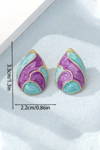 Glaren Modern Purple Damla Gold Color Women Earrings - Image 3