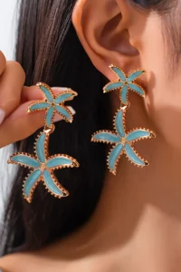 Glaren Hanging Leaf Flower Gold Color Women Earrings