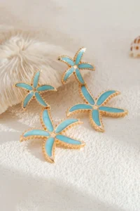 Glaren Hanging Leaf Flower Gold Color Women Earrings - Image 2