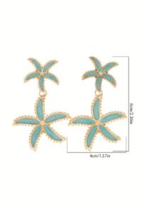 Glaren Hanging Leaf Flower Gold Color Women Earrings - Image 3