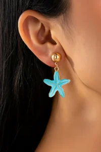 Glaren Turquoise Starfish Gold Color Women Earrings - Image 2