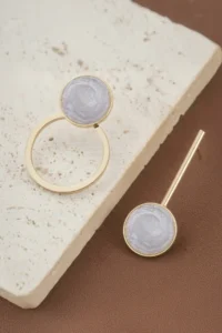 Glaren Mineli Asymmetric Daire Gold Color Women Earrings - Image 2