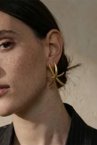 Glaren Abstract Striped Gold Color Women Earrings - Image 2