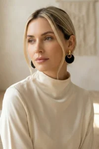 Glaren Black Dangling Round Gold Color Women Earrings - Image 2