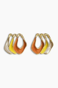 Glaren Sunset Glow 3-Piece Asymmetric Gold Color Women's Earring Set