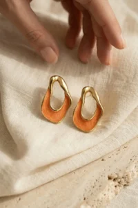 Glaren Sunset Glow 3-Piece Asymmetric Gold Color Women's Earring Set - Image 2