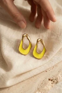 Glaren Sunset Glow 3-Piece Asymmetric Gold Color Women's Earring Set - Image 3