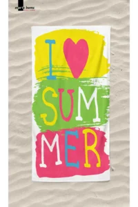 Marte Home I LOVE SUMMER Printed Colorful Beach Towel - Image 3
