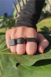 The Collection Men MATTE Black Adjustable Ring Set