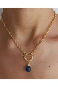 MagicStone Women Natural Rocky Front Locked Chained Necklace