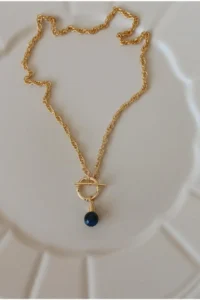 MagicStone Women Natural Rocky Front Locked Chained Necklace - Image 2