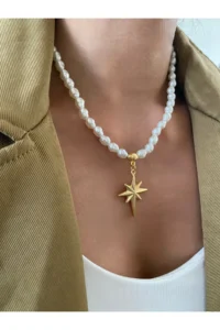 MagicStone North Star Detailed Pearl Necklace