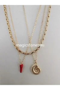 MagicStone Aphrodite Love And Courage Gold Color Triple Combination Necklace - Image 2