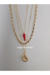 MagicStone Aphrodite Love And Courage Gold Color Triple Combination Necklace - Image 3