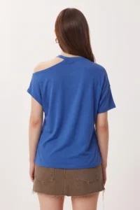 Lovelyİstanbul Cut Out Detailed Viscose Blouse  DARK BLUE - Image 6