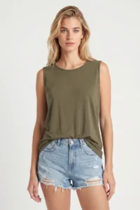 Lovelyİstanbul Pack of 3 Sleeveless Viscose Blouse  BLACK KHAKI ECRU - Image 2