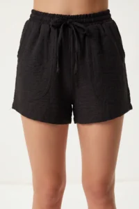 Lovelyİstanbul Linen Shirt Shorts Set  Black - Image 4