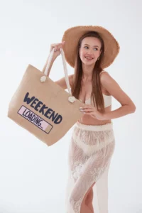 MENUSE ÇANTA Women's Beach Bag Patterned Beach Bag Daily Shoulder Bag - Image 4