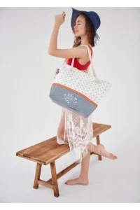 MENUSE ÇANTA Women Beach Bag (Zippered)-with anchor - Image 2