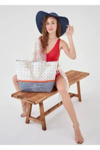 MENUSE ÇANTA Women Beach Bag (Zippered)-with anchor - Image 3