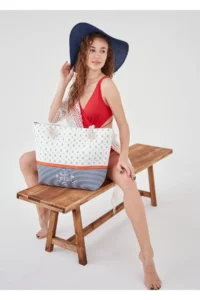 MENUSE ÇANTA Women Beach Bag (Zippered)-with anchor - Image 4