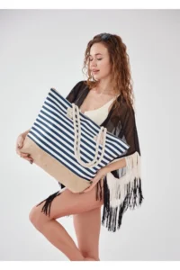MENUSE ÇANTA Striped Beach Bag