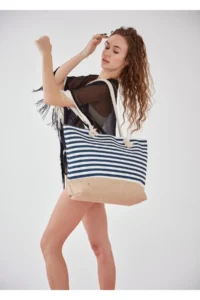 MENUSE ÇANTA Striped Beach Bag - Image 3