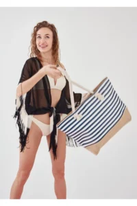 MENUSE ÇANTA Striped Beach Bag - Image 7