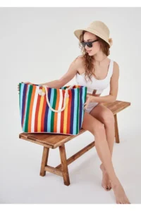MENUSE ÇANTA Women Beach Bag Zippered - Image 2