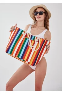 MENUSE ÇANTA Women Beach Bag Zippered - Image 4