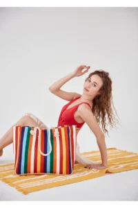 MENUSE ÇANTA Women Beach Bag Zippered - Image 6