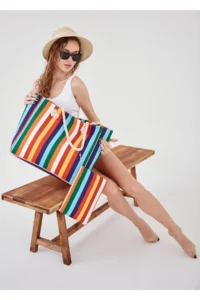 MENUSE ÇANTA Women Beach Bag Zippered - Image 7