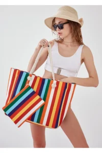 MENUSE ÇANTA Women Beach Bag Zippered - Image 8
