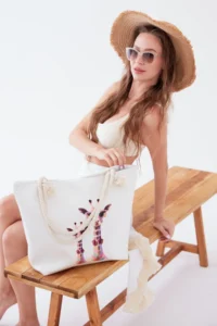 MENUSE ÇANTA Women's Beach Bag Patterned Beach Bag Daily Shoulder Bag - Image 6