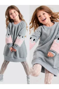MSHB&G Gray Plush Kollu Girls' Dress