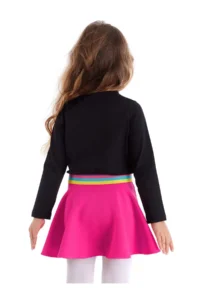 MSHB&G Emoji Black Pink Winter Girls Dress with Elastic Waist - Image 2