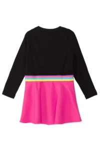 MSHB&G Emoji Black Pink Winter Girls Dress with Elastic Waist - Image 4