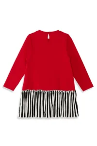 MSHB&G Red Meow Pow Striped Girl's Long Sleeve Ruffle Dress - Image 5