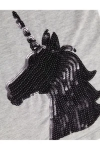 MSHB&G Gray Unicorn Sequin Embroidered Girls' Summer Dress - Image 6