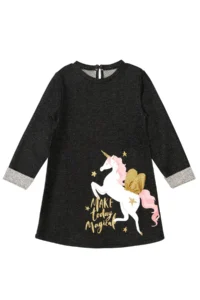 MSHB&G Black Winged Unicorn Girls' Winter Dress - Image 3