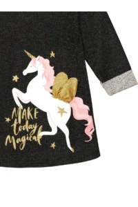 MSHB&G Black Winged Unicorn Girls' Winter Dress - Image 5