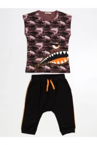 MSHB&G Monster Shark Boys' T-Shirt Capri Shorts Set - Image 3
