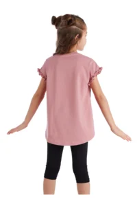 MSHB&G Frilly Love Cat Pink Black Girls' Summer T-shirt Tights Set - Image 2