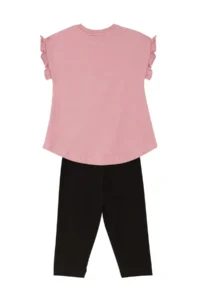 MSHB&G Frilly Love Cat Pink Black Girls' Summer T-shirt Tights Set - Image 4