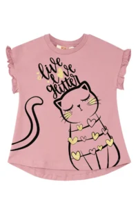 MSHB&G Frilly Love Cat Pink Black Girls' Summer T-shirt Tights Set - Image 5