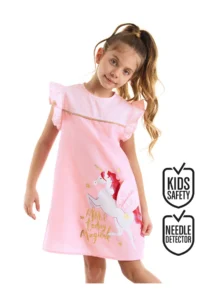 MSHB&G Winged Unicorn Plaid Girl's Frilly Summer Pink Dress
