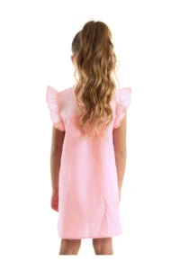 MSHB&G Winged Unicorn Plaid Girl's Frilly Summer Pink Dress - Image 2