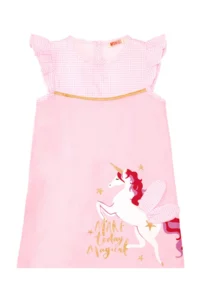 MSHB&G Winged Unicorn Plaid Girl's Frilly Summer Pink Dress - Image 3